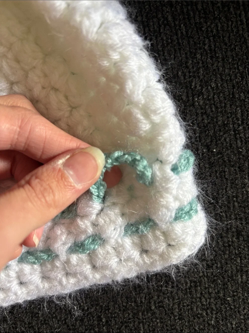Handmade Crocheted Baby Cardigan Set in Mint Green & White - Picture 6 of 7